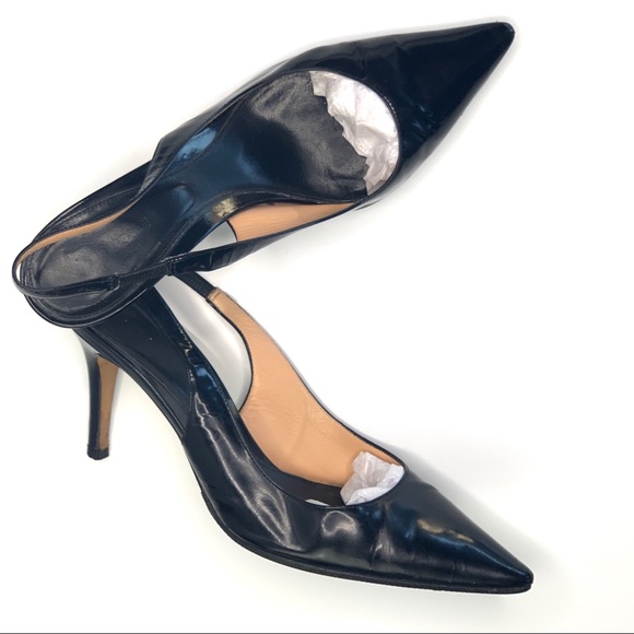 VTG Sergio Rossi SlingBack Blk Polished Leather 39 - Picture 2 of 8
